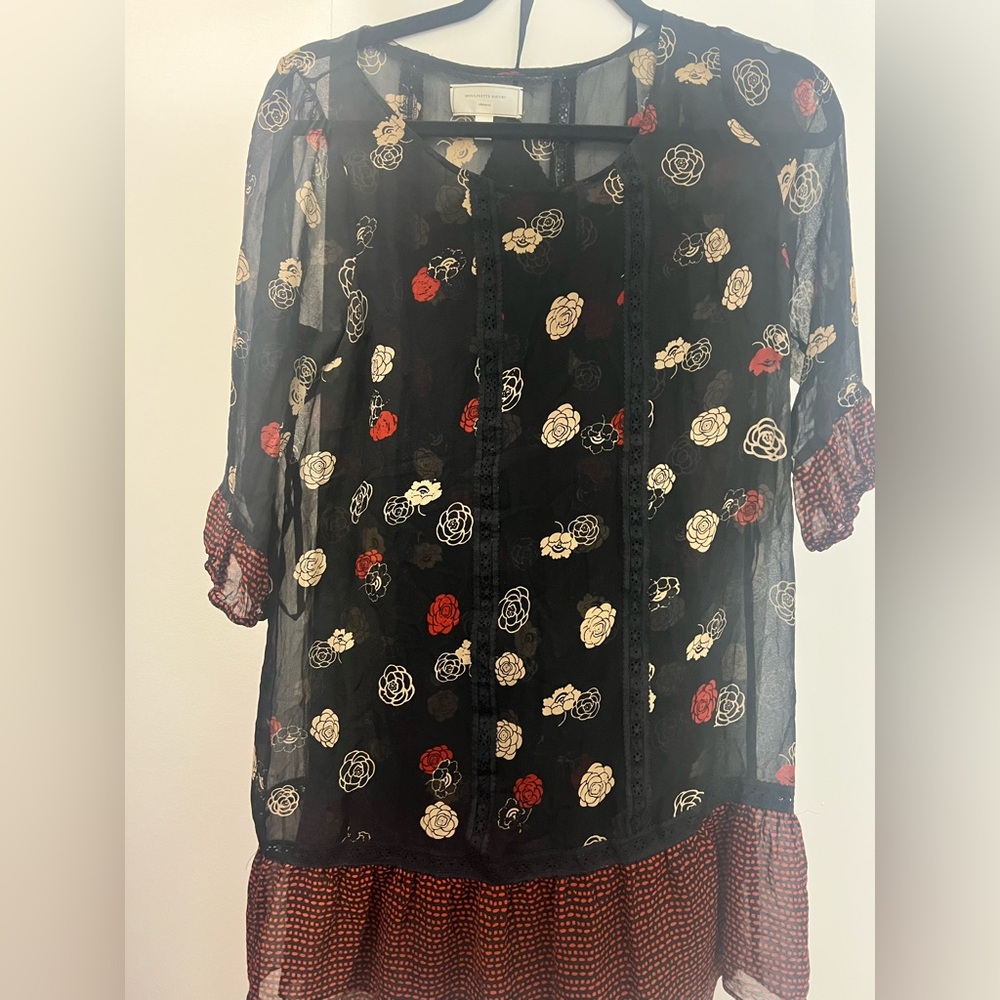 Floral Sheer Black Dress